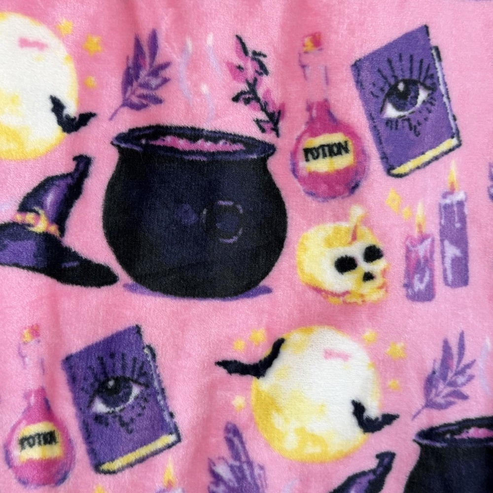 Halloween The Witch's Brew Cauldron Pink Soft Plush Throw Blanket 50x70 NWT